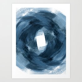 Blue Modern Abstract Brushstroke Painting Vortex Art Print