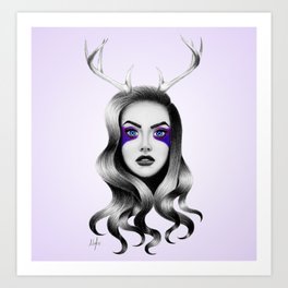 Deer Lilac Art Print