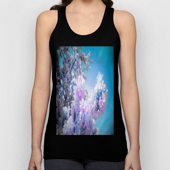 Lavender Teal Flowers Aqua Sky Unisex Tank Top