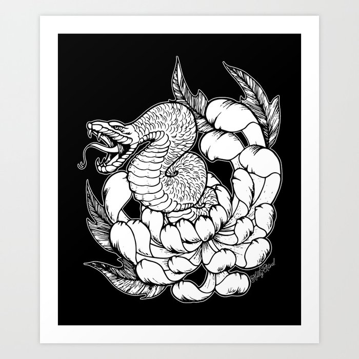 Snake Chrysanthemum Art Print by Holly Astral | Society6