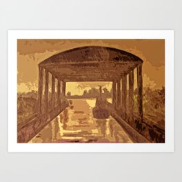 Boat shed in the rain Art Print