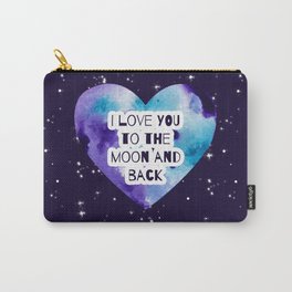 I love you to the moon and back Carry-All Pouch | Couple, Moon, Relationship, Universe, Valentines, Sky, Space, Painting, Stars, Galaxy 