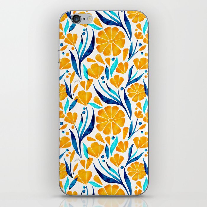 Sweet Florals – Marigold & Blue iPhone Skin