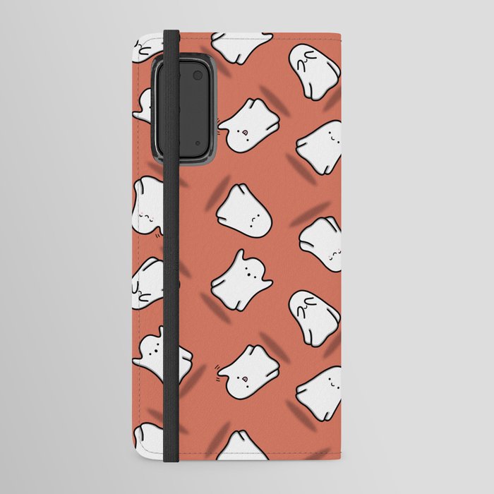 Kawaii Ghost Repeat - Orange Android Wallet Case