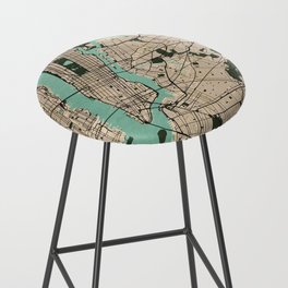 New York City Map of the United States - Vintage Bar Stool