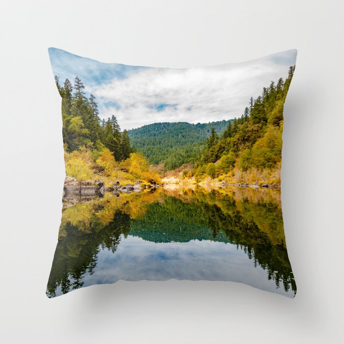 Rocky Fall Reflections Throw Pillow