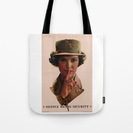 Vintage Poster Silence Means Security Tote Bag