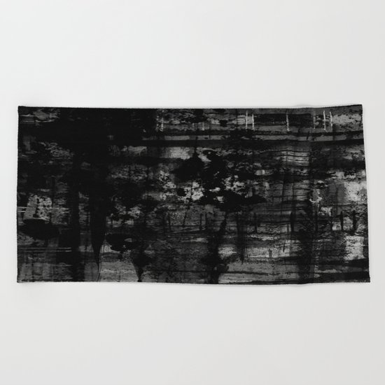 Into the Night - Black & White, textured abstract Beach Towel