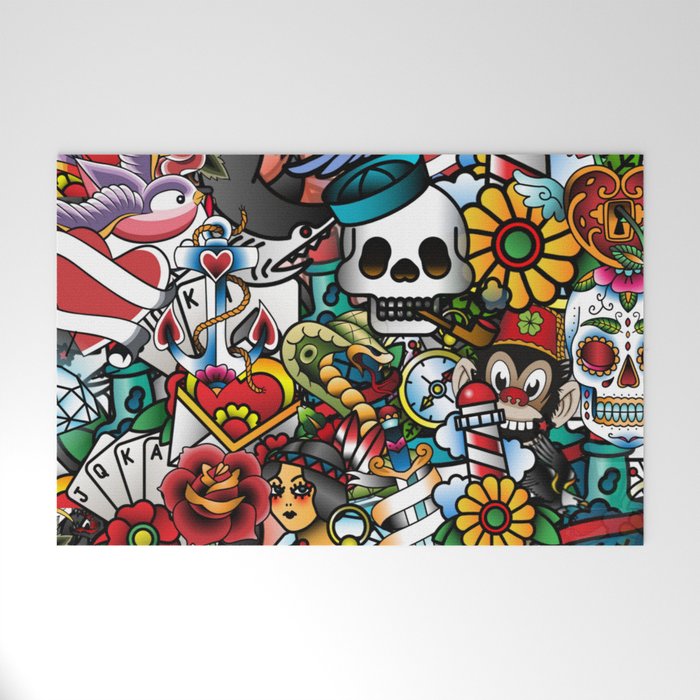 Tattoo Collage Welcome Mat By Bramblebox Society6