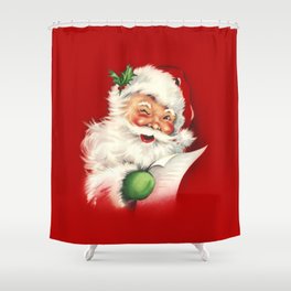 Vintage Santa Duschvorhang | Mistletoe, Merrychristmas, Green, X Mas, Red, Graphicdesign, Christmas, Wishlist, Yule, Holydays 