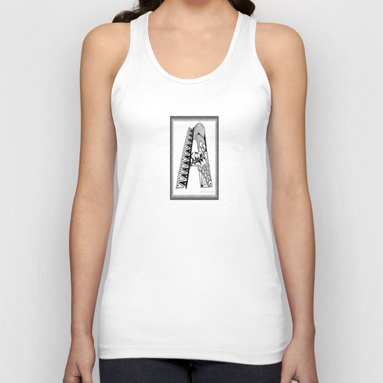 Zentangle A Monogram Alphabet Illustration Unisex Tank Top