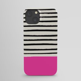 Bright Rose Pink x Stripes iPhone Case