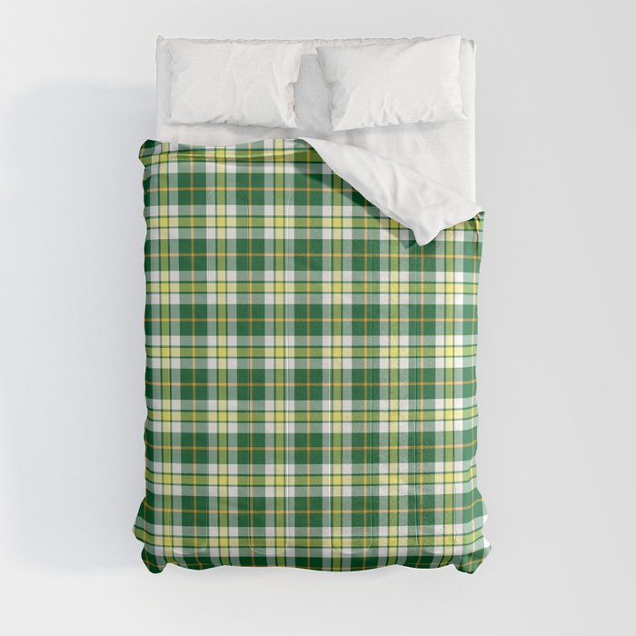 Green and White Plaid Comforter