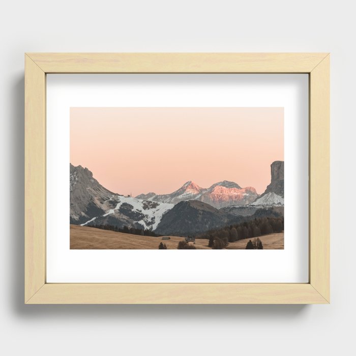 Snow Sunset Hues | Nautre and Landscape Photography Recessed Framed Print