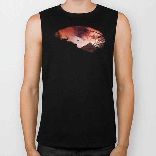 Dramatic cloudy scenery Biker Tank