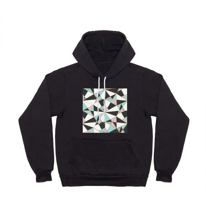 Black white gold teal pink abstract geometrical pattern Hoody