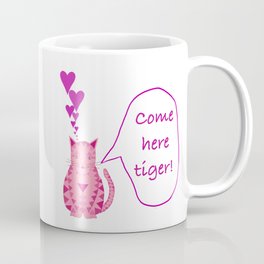 Pink and purple Valentine cat with hearts Coffee Mug