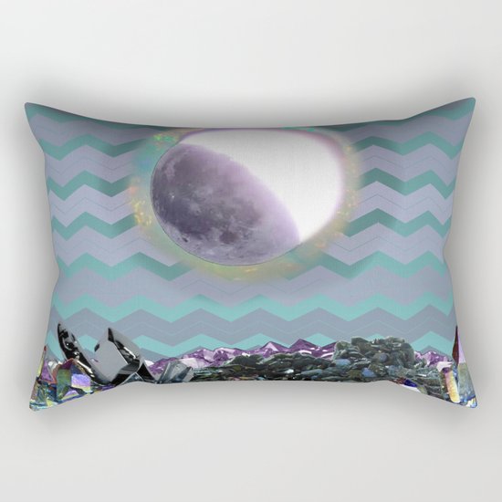 Moon Crystal Chevron Pattern Purple and Teal Rectangular Pillow