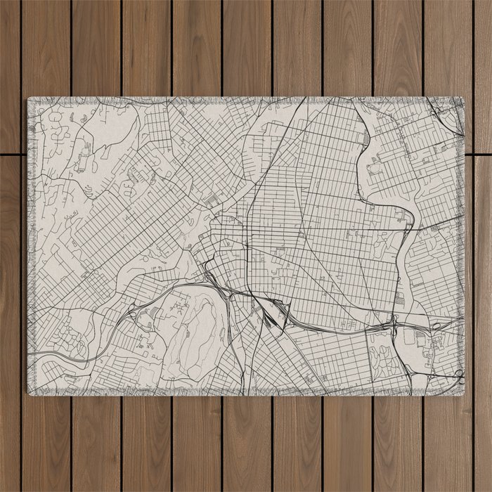 USA, Paterson City Map Outdoor Rug