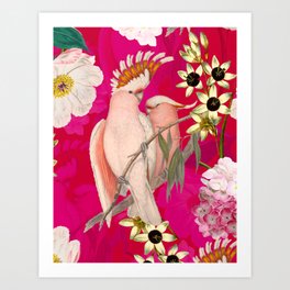 Vintage & Shabby Chic - Tropical Bird Flower Garden Art Print