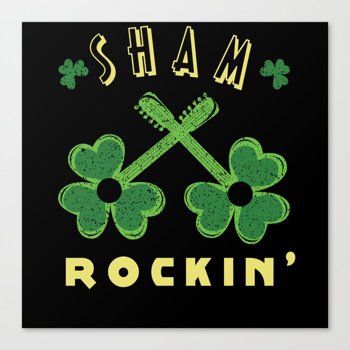 Guitar Sham Rocking Shamrock Saint Patrick's Day Canvas Print