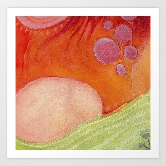 Rocks and Flowers Art Print