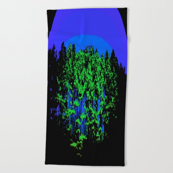 Mod Trees Blue & Green Beach Towel