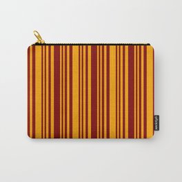[ Thumbnail: Maroon and Orange Colored Stripes Pattern Carry-All Pouch ]