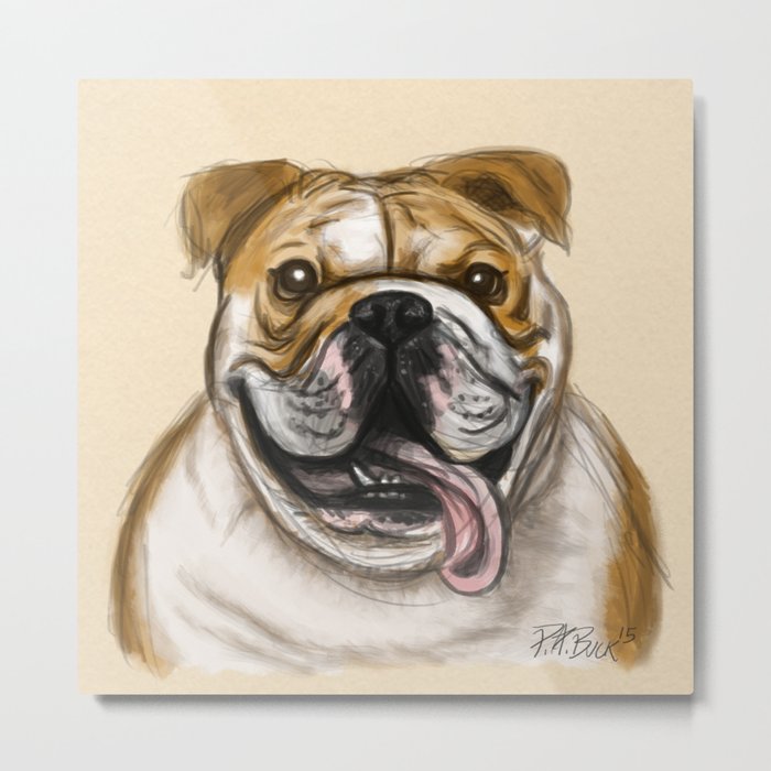 Smiling Bulldog Metal Print