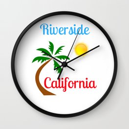 Riverside California Palm Tree and Sun Wall Clock