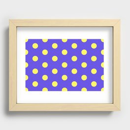 Yellow Polka Dots on Blue Recessed Framed Print