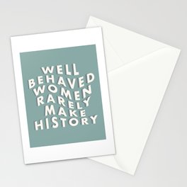 Well Behaved Women Rarely Make History, Blue Minimalist Stationery Card
