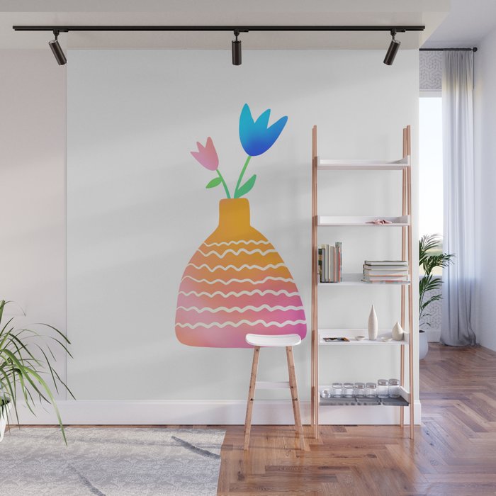 Rainbow Flower Vase Wall Mural