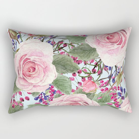 Watercolor Roses #2 Rectangular Pillow