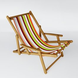 [ Thumbnail: Eye-catching Maroon, Light Green, Red, Light Gray, and White Colored Stripes/Lines Pattern Sling Chair ]