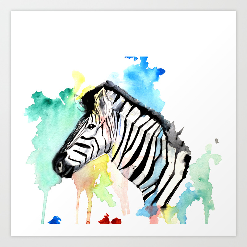Watercolour Zebra Art Print Watercolour Zebra Art Print