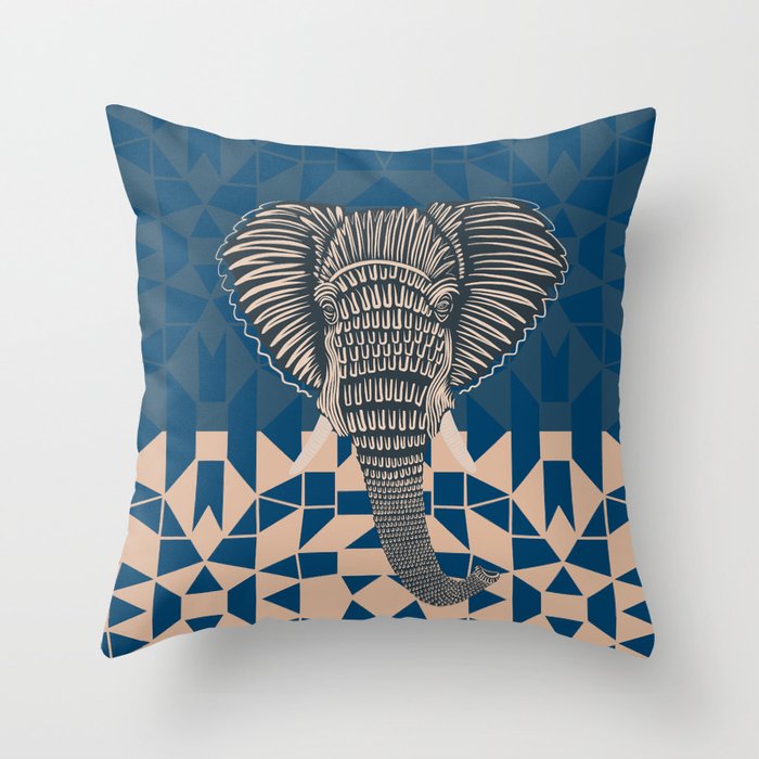 Abstract African Elephant  Throw Pillow
