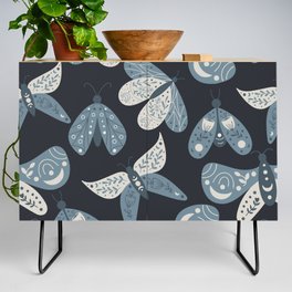 Moths in Blue Credenza