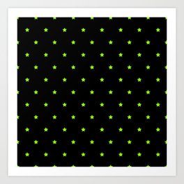Neon Green And Black Magic Stars Collection Art Print