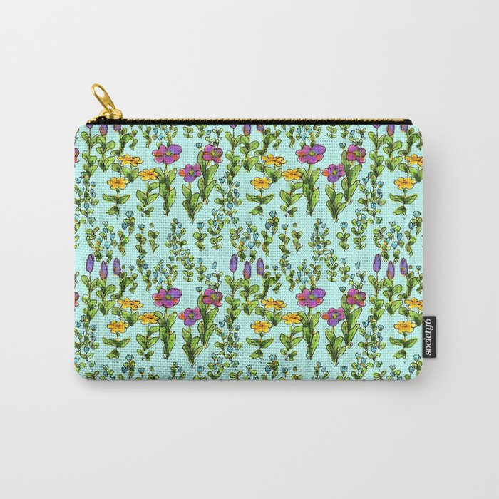 [ blue flower pattern ] Carry-All Pouch