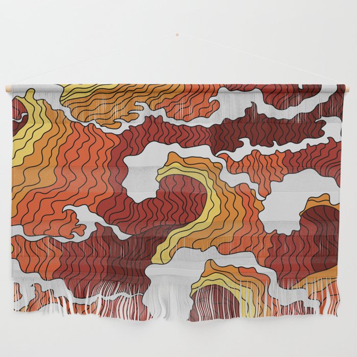 Japanese Flame Waves Abstract Wall Hanging