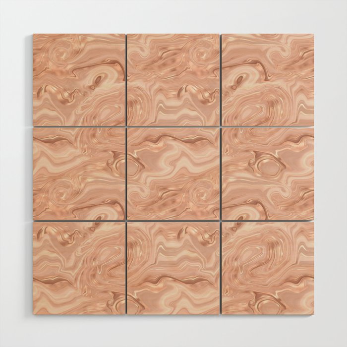 Glam Rose Gold Agate Swirl Texture Wood Wall Art