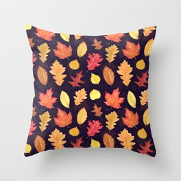 Autumn Leaves - dark plum Throw Pillow