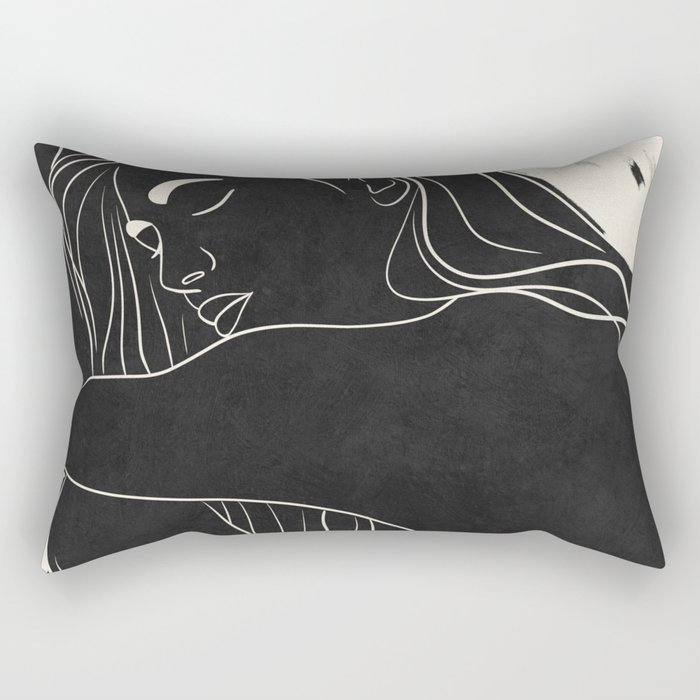 Abstract Nude Woman in Black – Nude Figure Art Rectangular Pillow