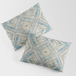 Vintage Blue Diamond Manala Pattern Pillow Sham