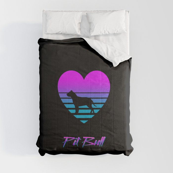 Pit Bull Love Cyberpunk Vaporwave Dog Puppy Gift Comforter