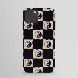 Happy Yin Yang Checkered Print iPhone Case