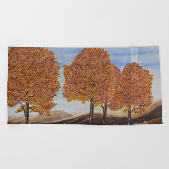 Fall trees Beach Towel