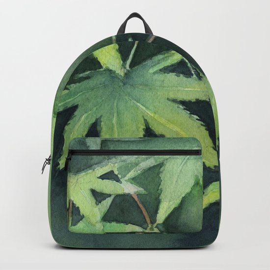 Japanese Maple Watercolor Green Leaves Tree Branch Nature Backpack