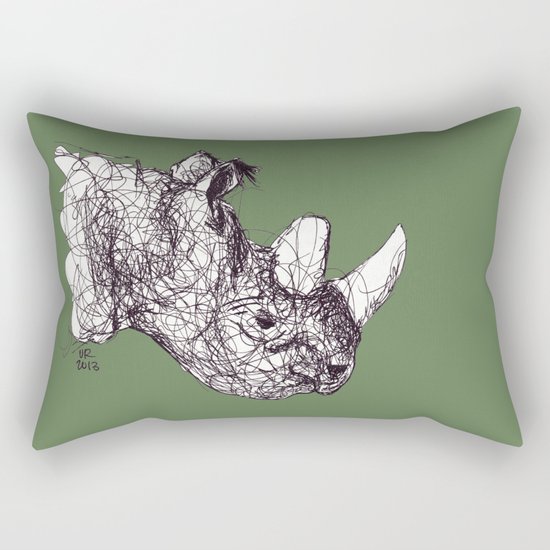Reginald Rhinoceros Rectangular Pillow